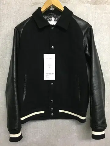 소프넷 택 포함 새상품급 소매 카프 가죽 멜톤 바시티 자켓