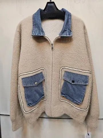 [새상품] 데님 포켓 부착 니트 가디건 M~L