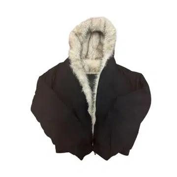 블랙 다운 자켓 퍼 후드