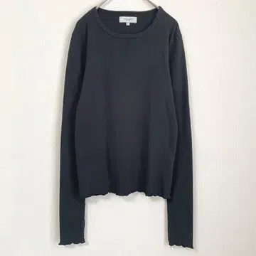 백넘버 손가락 니트 티셔츠 긴팔 T셔츠 블랙 밑단 프릴 L