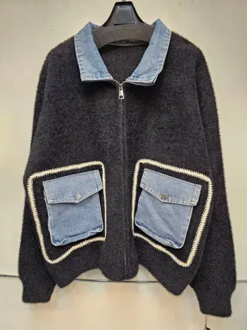 [ 새상품 ] 데님 포켓 부착 니트 가디건 M~L