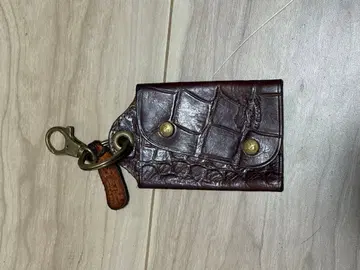 천연 가죽 크로커다일 무늬 키케이스 다크 브라운