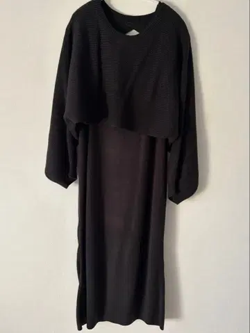 [ LEPSIM ] 블랙 레이어드 드레스 V넥