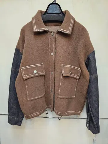 [새상품] 데님 도킹 배색 스티치 니트 자켓 M~L