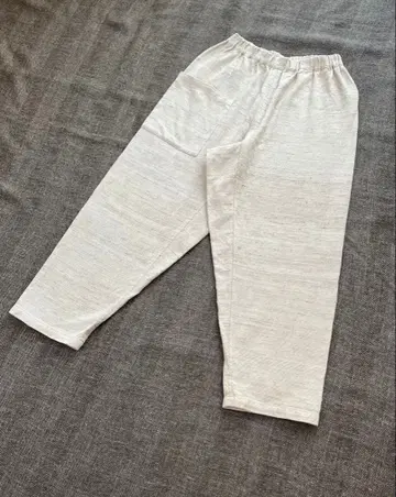 마키 텍스타일 실크 코튼 팬츠 아이보리 사이드 포켓 포함