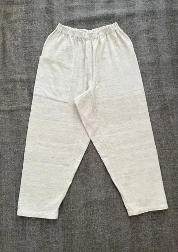 마키 텍스타일 실크 코튼 팬츠 아이보리 사이드 포켓 포함