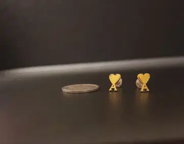 미니미니 하트형 A 스터드 귀걸이 골드