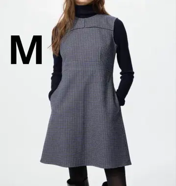 미사용 새상품 더블 페이스 미니 원피스 M 블루 유니클로 UNIQLO