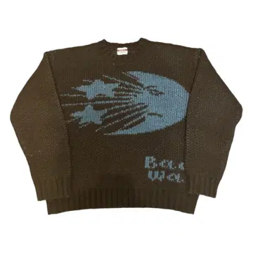 Bad Way 스카이블루 브라운 니트 스웨터