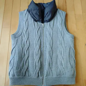 [ 자유구 ] 그레이 케이블 짜임 니트 베스트 리버서블