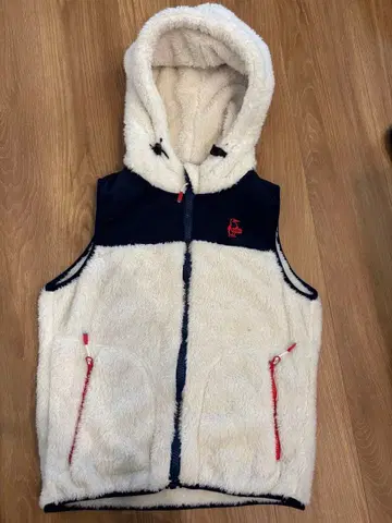 CHUMS 플리스 후드 베스트 화이트/네이비