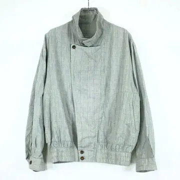 1980s 빈티지 와이드 체크 블루종 자켓 숏 기장 구제 의류