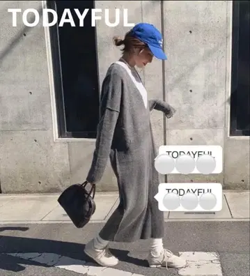 투데이풀 니트 원피스 V넥 롱맥시 다크 그레이