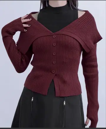 Ellno de Mavie 레이어드 오프숄더 니트