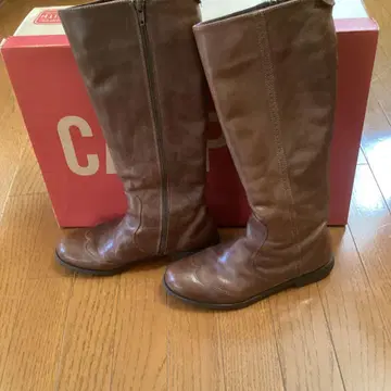 브라운 롱 부츠 사이드 지퍼