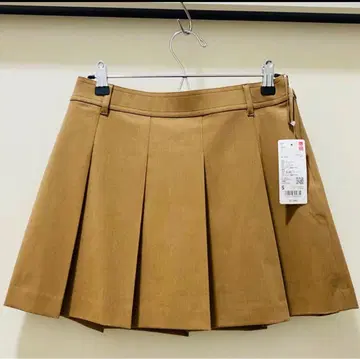 [택 포함 새상품] UNIQLO 플리츠 스코트 34 BROWN 브라운 S