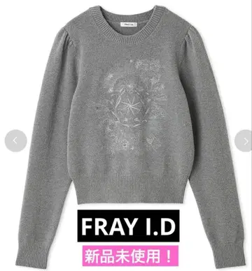 미사용 새상품! FRAY I.D 에뚜왈 자수 니트 그레이