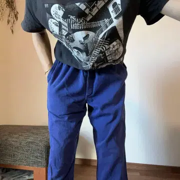 오스트리아 헤링본 트윌 블루 워크 팬츠