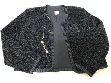 거의 미사용 카네코 이사오 장미 코사지 자켓 블랙