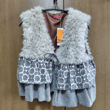 [차이하네] 미나티 베스트 패치워크 베스트 이소재 퍼 베스트