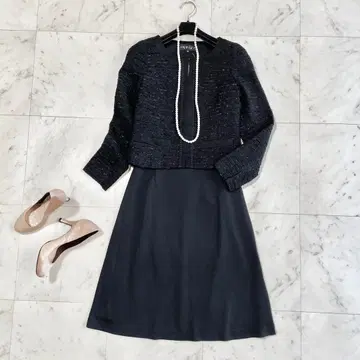 새상품 INDIVI UNTITLED 트위드 노카라 자켓