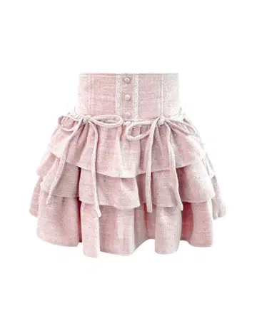 HONEY MEW 트위드 티어드 프릴 스커트