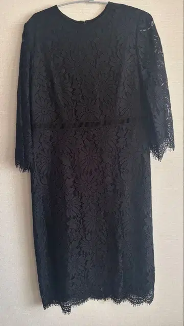 블랙 레이스 오부 소매 드레스