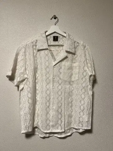 Noen 레이스 무늬 반팔 셔츠 화이트