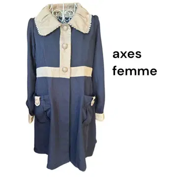 새상품급 axes femme 체스터 코트 네이비/베이지 M