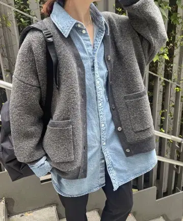 Spick and Span 부클 더블 페이스 가디건 니트