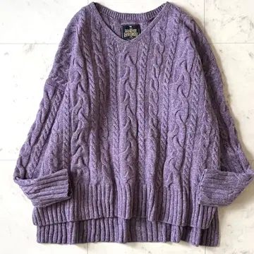 새상품급*어반 리서치 도어스 해밀턴 울 아란 패턴 니트 퍼플 긴팔