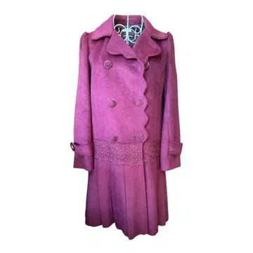 액시즈 보라색 더블 브레스트 롱 코트 M