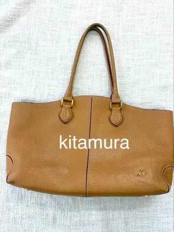 kitamura 카멜 가죽 토트백