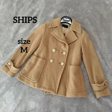 SHIPS P 코트 카멜 더블 버튼 골드 버튼 M 사이즈
