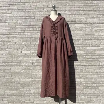 사만사 모스2 [ 타치카와점/EC 한정판 ] 린넨 블라썸 원피스 모카