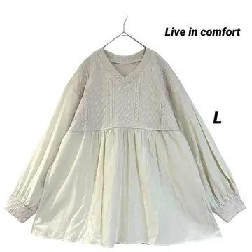 Live in comfort 이소재 니트 튜닉 V넥 L 깔끔
