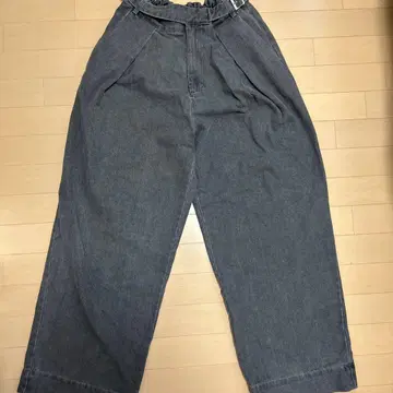 그레이 와이드 팬츠 배기진 허리밴딩