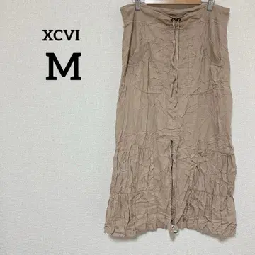 XCVI [ M ] 베이지 프릴 롱 스커트 여성용 슬릿