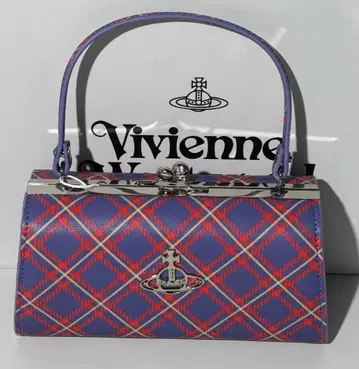 새로운 큰 다이아몬드 모양의 빨간색과 파란색 체크 무늬 립스틱 백