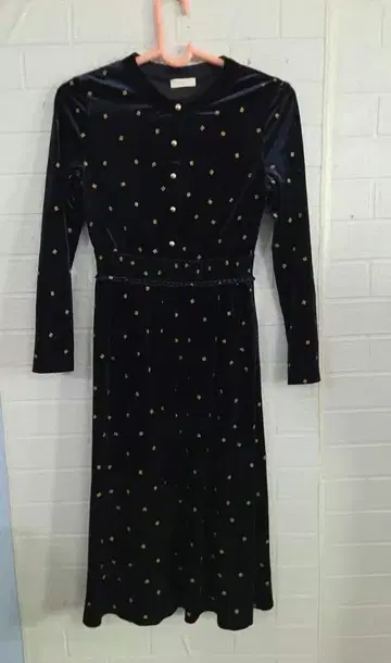 네이비 벨벳풍 원피스 긴팔