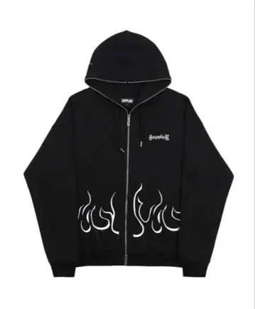 supplier 프레임 프린트 풀 집업 후드티 블랙