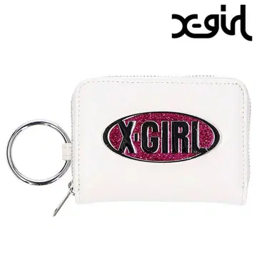 X-girl 글리터 오벌 로고 코인 앤 카드 케이스 미니 지갑