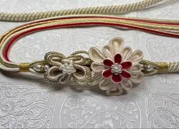 b-169 순수 실크 허리띠 후리소데 성인식 장식 매듭 츠마미세이카 꽃