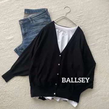 BALLSEY 고급 얇은 소재 울 100% 돌먼 와이드 가디건 루즈핏