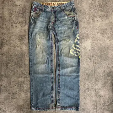 y2K 라이트 블루 데님 팬츠 gotcha 갓차 데미지