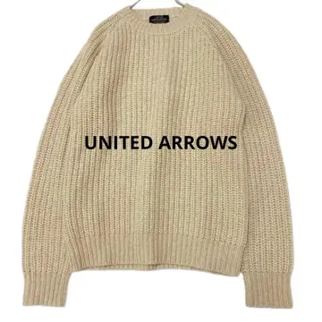 UNITED ARROWS 알파카 혼방 와플 편직 니트 베이지
