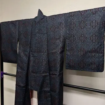 코몬 세미 앤티크 울 화문 네이비 기모노 123tz