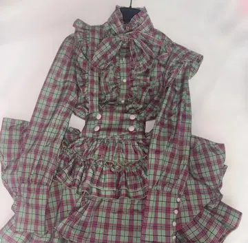 CATCOCOON 클래시컬 인형 셋업 긴팔 그린 체크