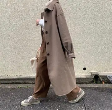 neam 울 롱 코트 브라운 베이지