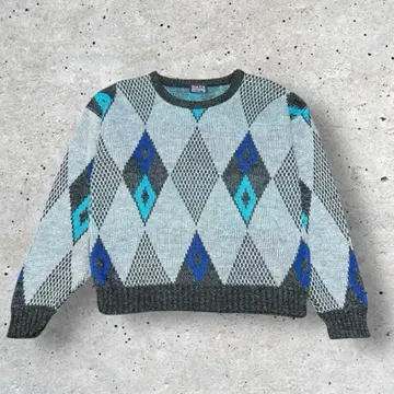 80s NEW ERA 아가일 무늬 니트 미국제 구제 의류 다이아